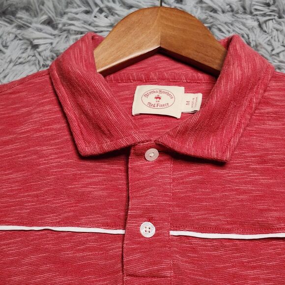 Brooks Brothers Red Fleece Polo Shirt Mens Medium Pocket Piping Casual Golf Top - Picture 5 of 13